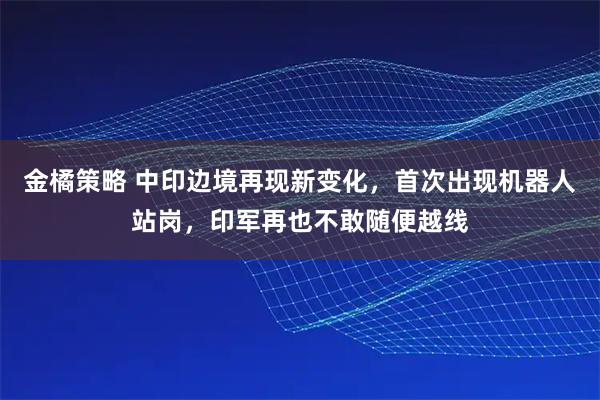 金橘策略 中印边境再现新变化，首次出现机器人站岗，印军再也不敢随便越线